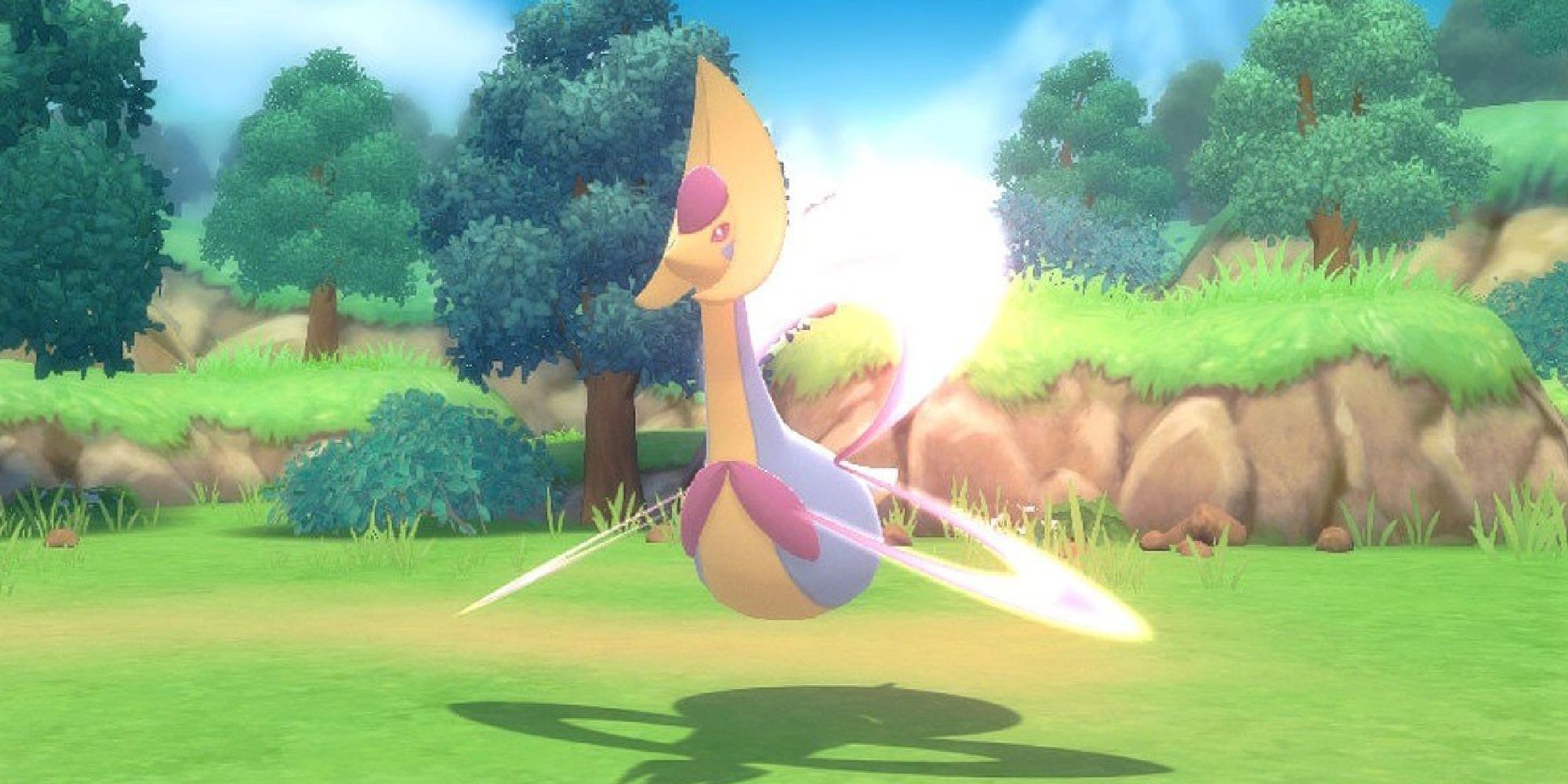Кресселия посреди битвы в Pokemon Brilliant Diamond & Shining Pearl