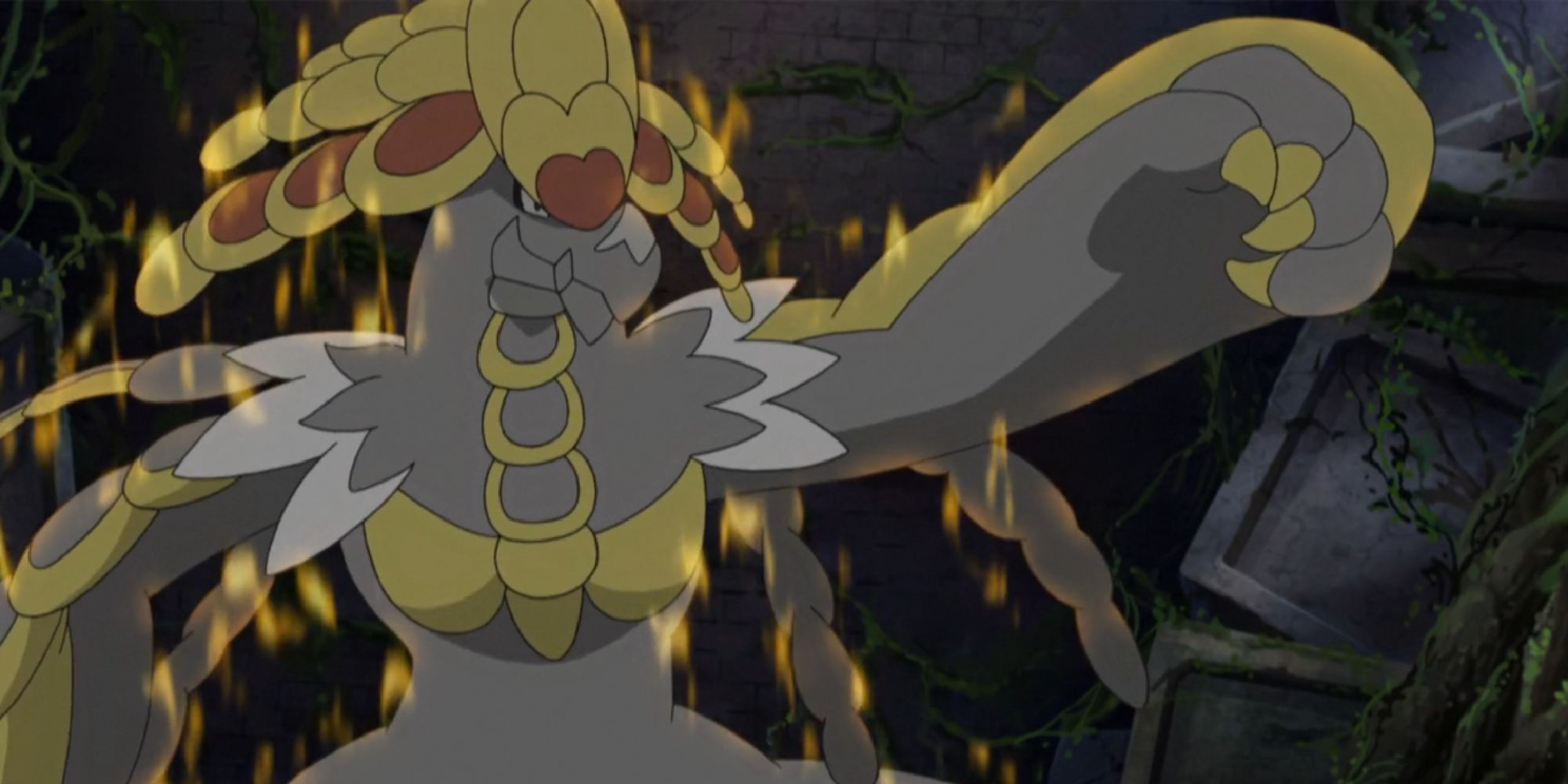Kommo-o glimmering with Totem energy in the anime