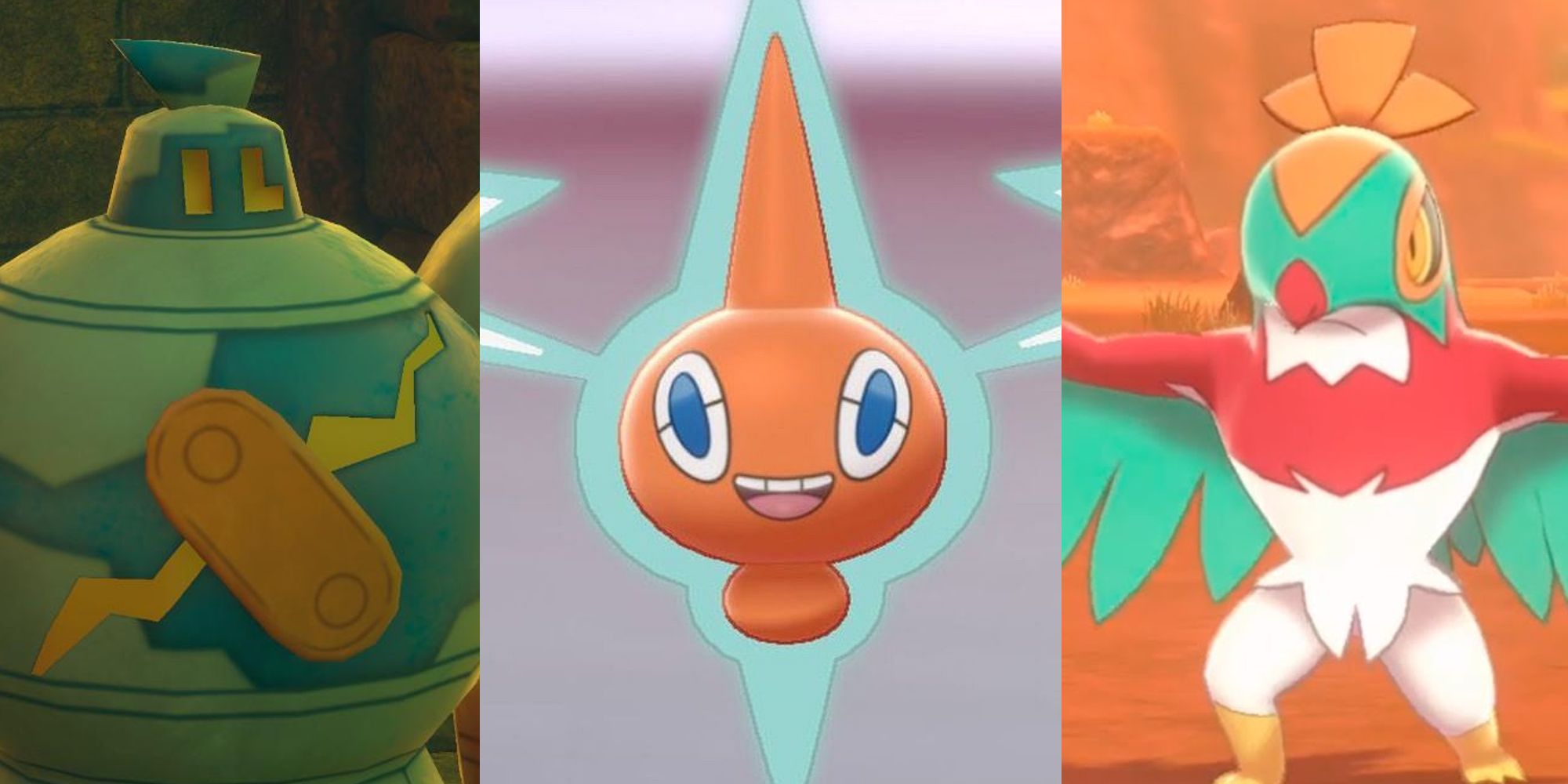 Golurk in New Pokemon Snap; Rotom in Brilliant Diamond & Shining Pearl; Hawlucha in Pokemon Sword and Shield