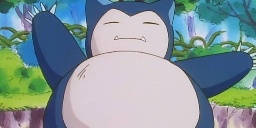 Snorlax waking up in the anime