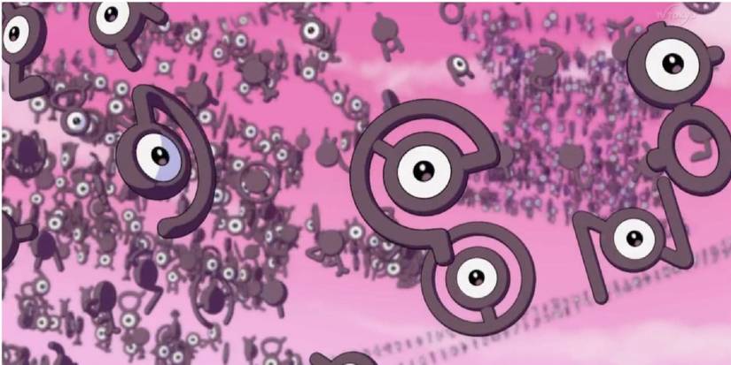 A horde of various Unown forms in the 3rd Pokemon movie