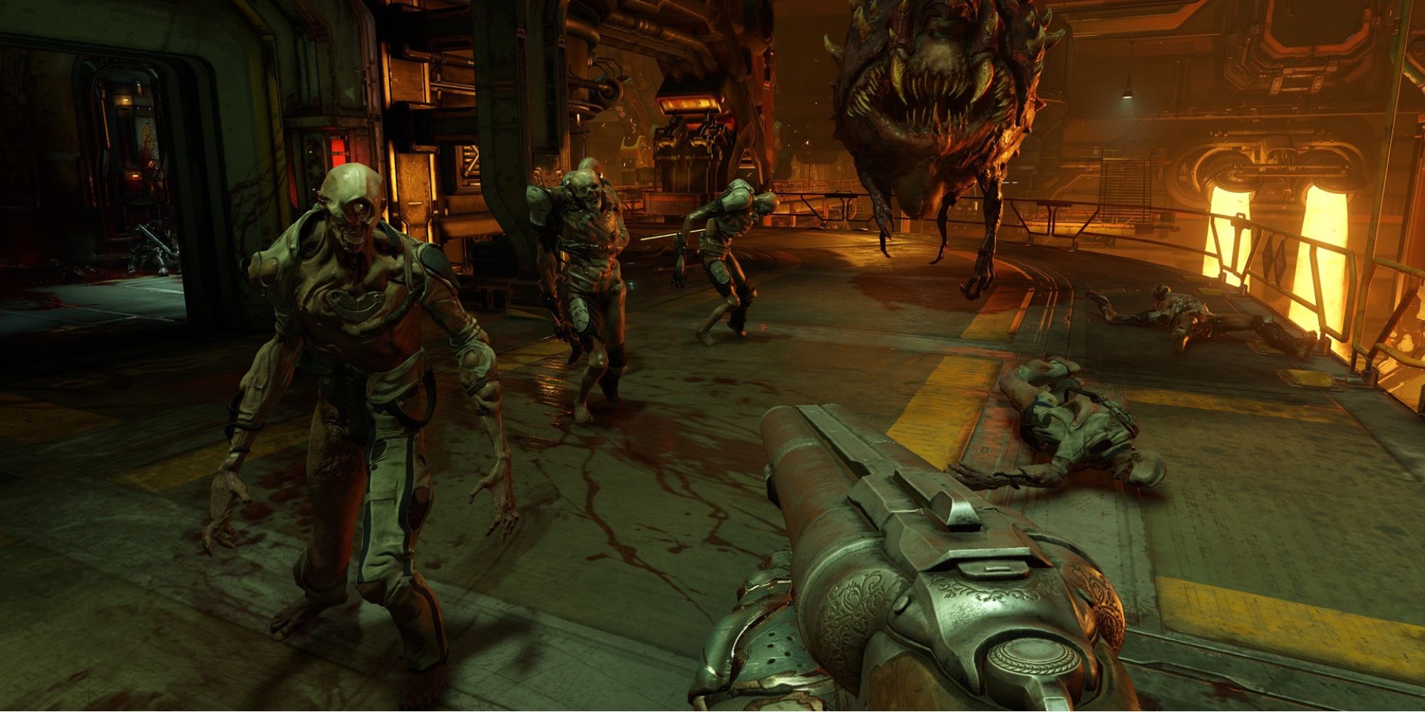 Popular Games on Steam - DOOM - Player shoots enemies on Mars