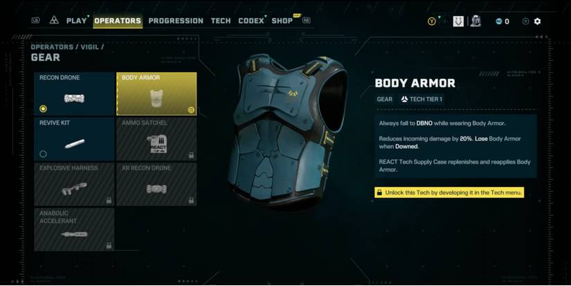 Rainbows Six Extraction - Unlock Gears and Use Them - Player equips a body armour