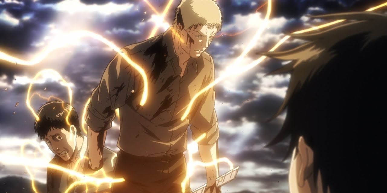 Reiner and Bertholdt transforming in Attack on Titan