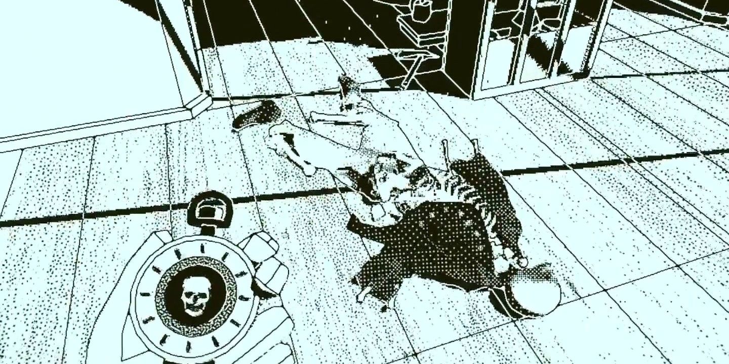 A dead body laying on the deck in Return of the Obra Dinn