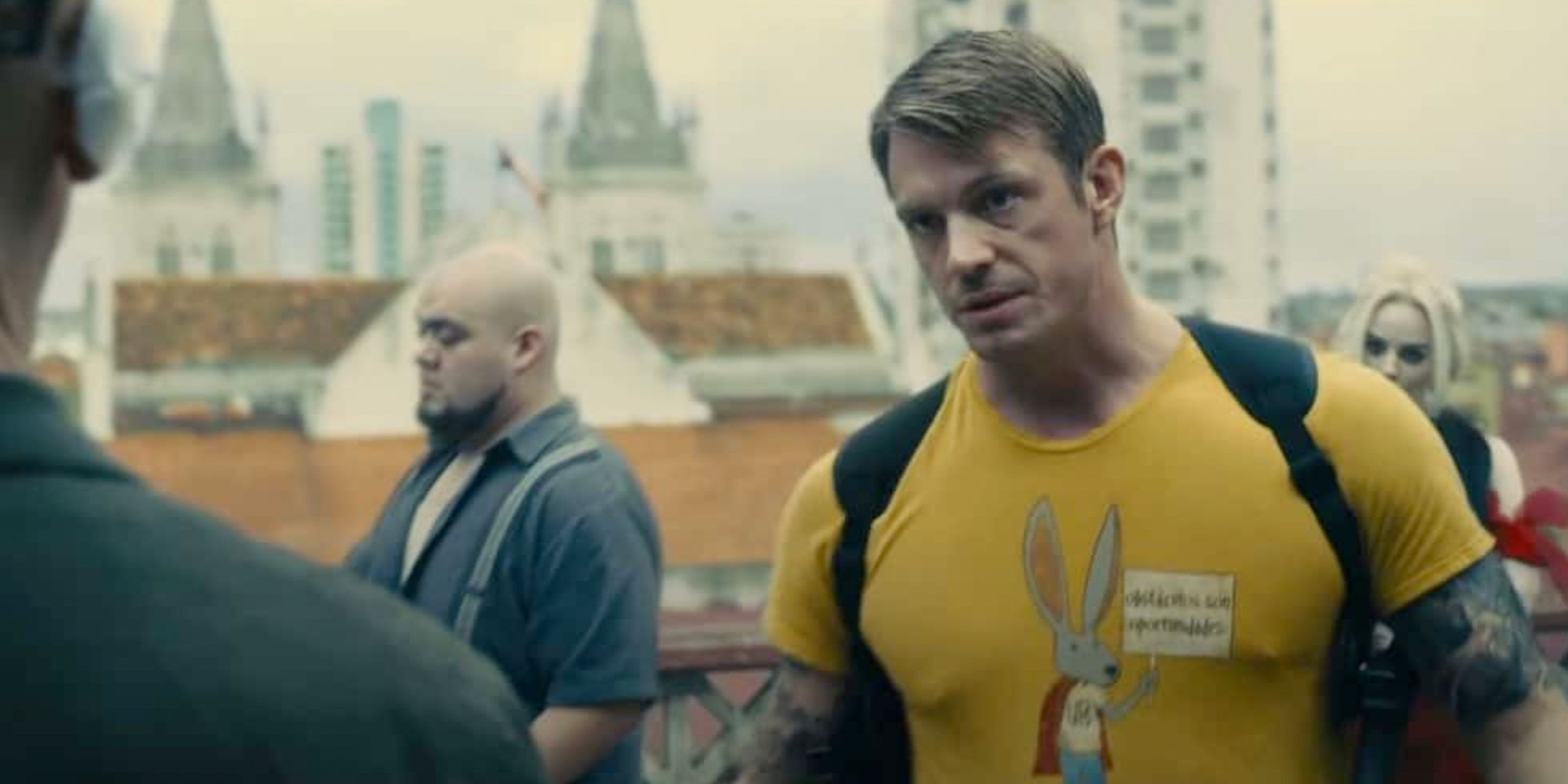 Rick Flag in his mouse shirt in The Suicide Squad