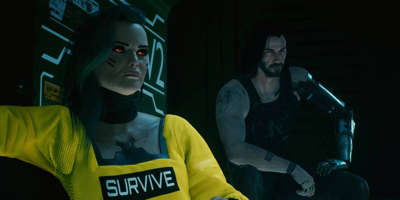 Rogue and Johnny Silverhand in Cyberpunk 2077