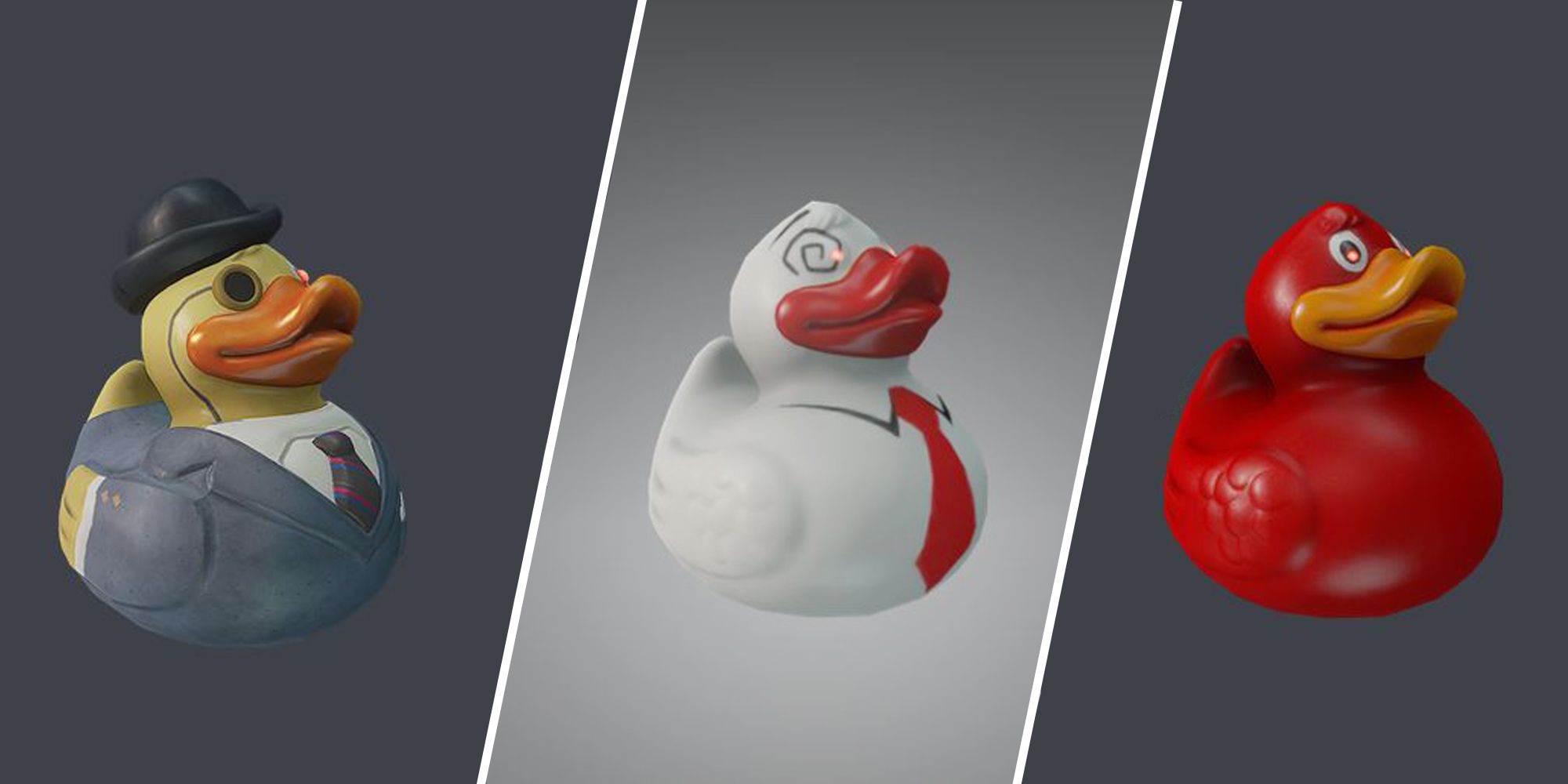 Three explosive rubber ducks from the Hitman games