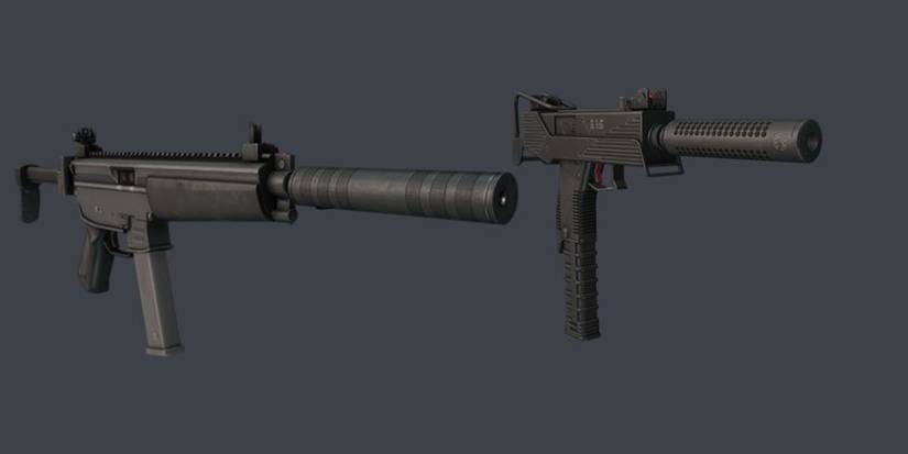 Two SMGs from Hitman 2, the HX-7 Covert and the DAK X2 Covert