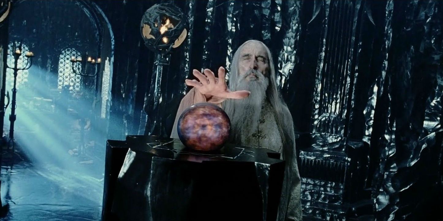 Lord of the Rings Saruman speaking to Sauron through the palantir