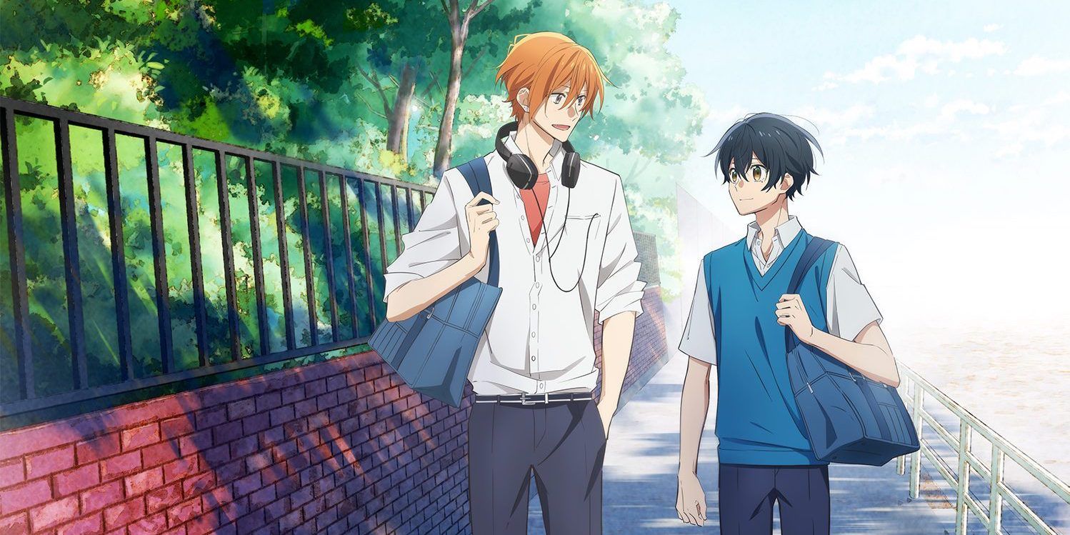Sasaki and Miyano walking with school bags
