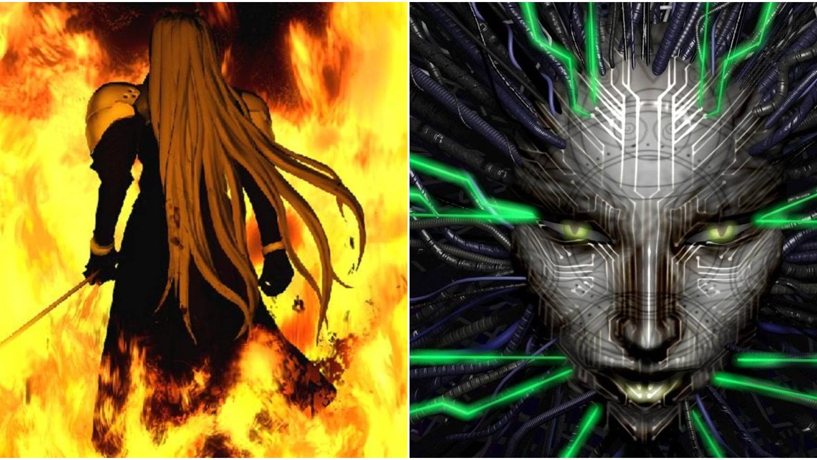 (Left) Sephiroth from Final Fantasy 7 (Right) SHODAN from System Shock 2