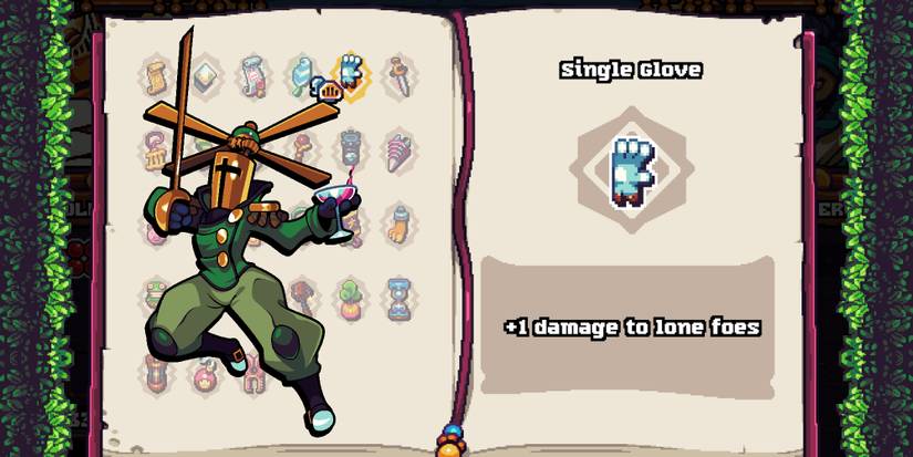 Shovel Knight Pocket Dungeon - The Single Glove Codex Entry With A Png Of Propeller Knight Overlaid On Top