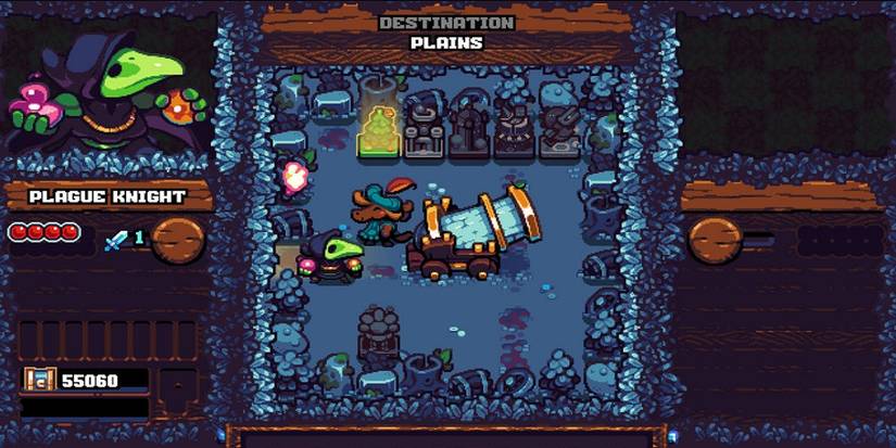 Shovel Knight Pocket Dungeon Plague Knight entering the shortcut cannon