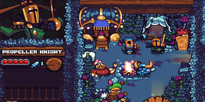 Shovel Knight Pocket Dungeon Propeller Knight leaving the hub camp