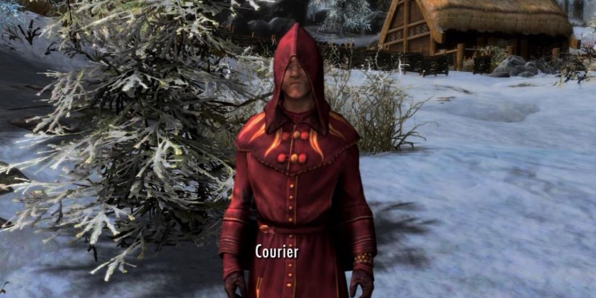Skyrim Mythic Dawn Robes Armor Guide Courier Wearing