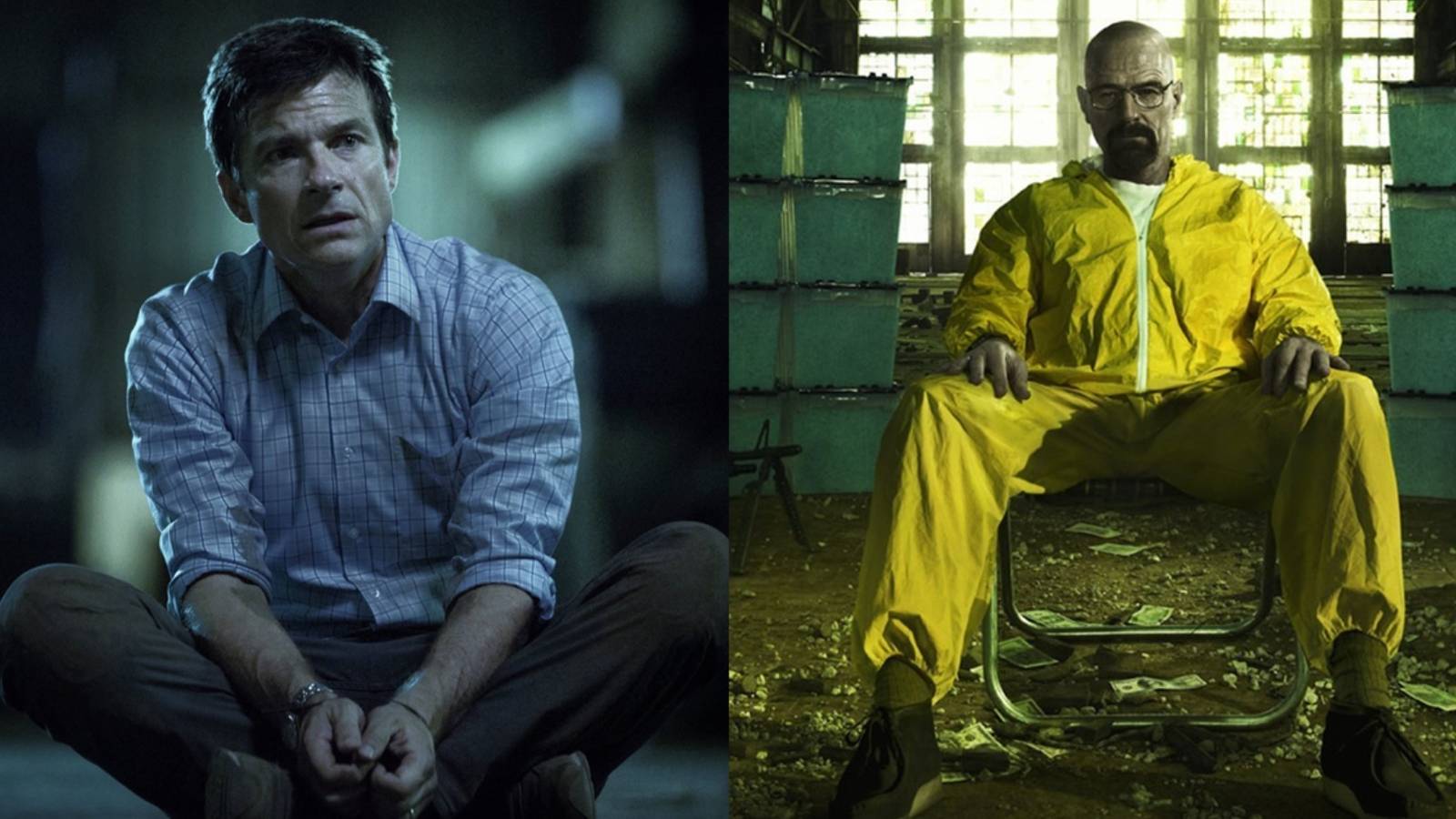 Split image of Jason Bateman in Ozark and Bryan Cranston in Breaking Bad