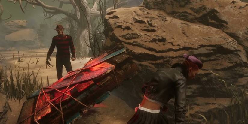 Survivor hiding behind a large rock in the Eyrie