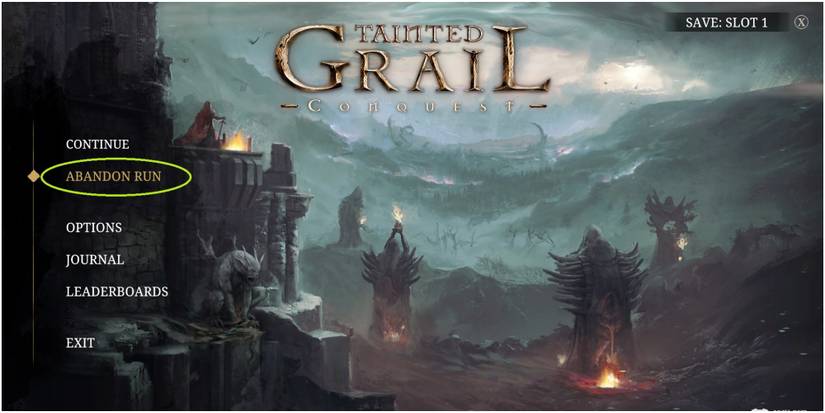 Tainted Grail Conquest Abandoning A Run In The Main Screen