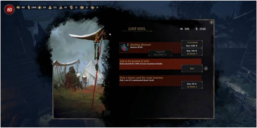 Tainted Grail Conquest Checking Out Upgrades At The Lost Soul