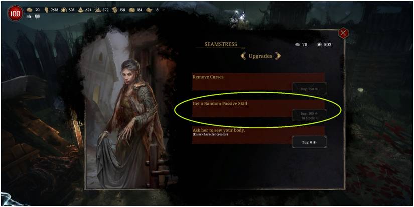 Tainted Grail Conquest Getting Passive Skill Upgrades From The Seamstress