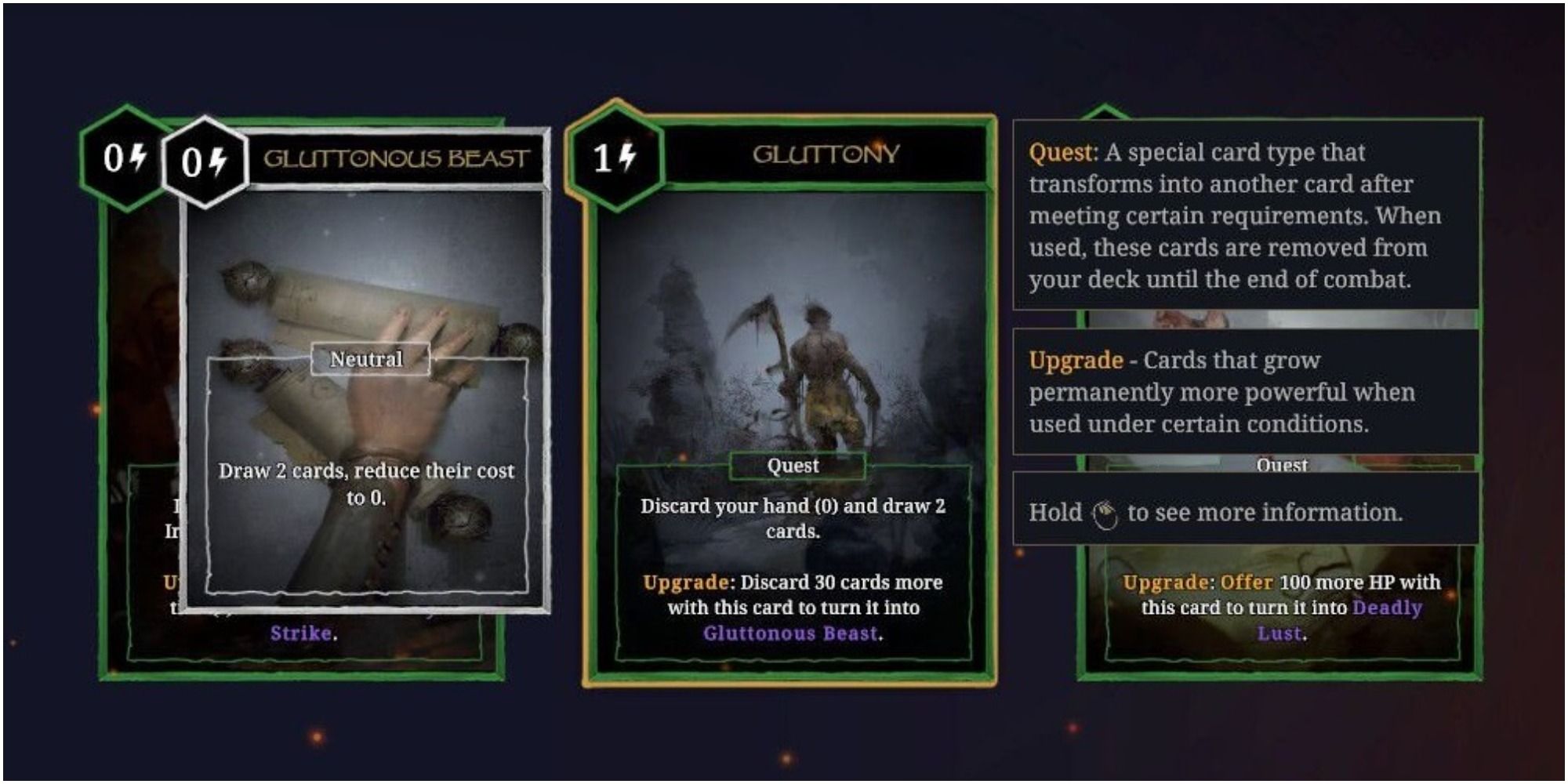 Tainted Grail Conquest The Gluttony Quest Card With Its Upgraded Form