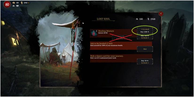 Tainted Grail Conquest Upgrading Stocks Of Potions Instead Of Total Healing