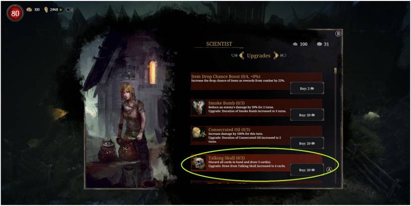 Tainted Grail Conquest Upgrading The Talking Skull At The Scientist