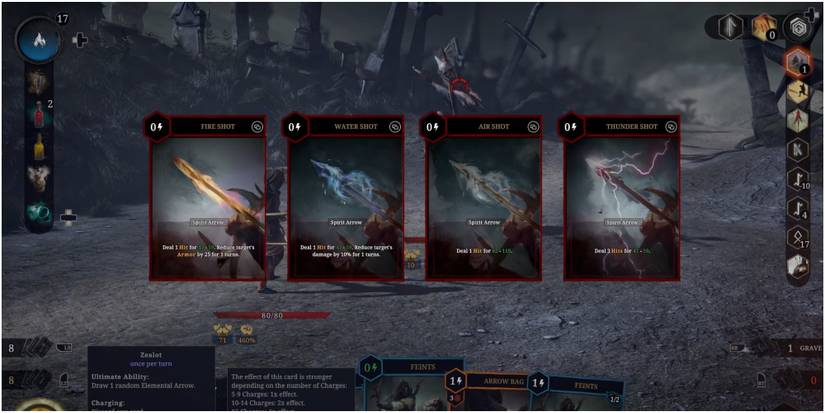 Tainted Grail Conquest Zealot Drawing A Fully Charged Elemental Arrow