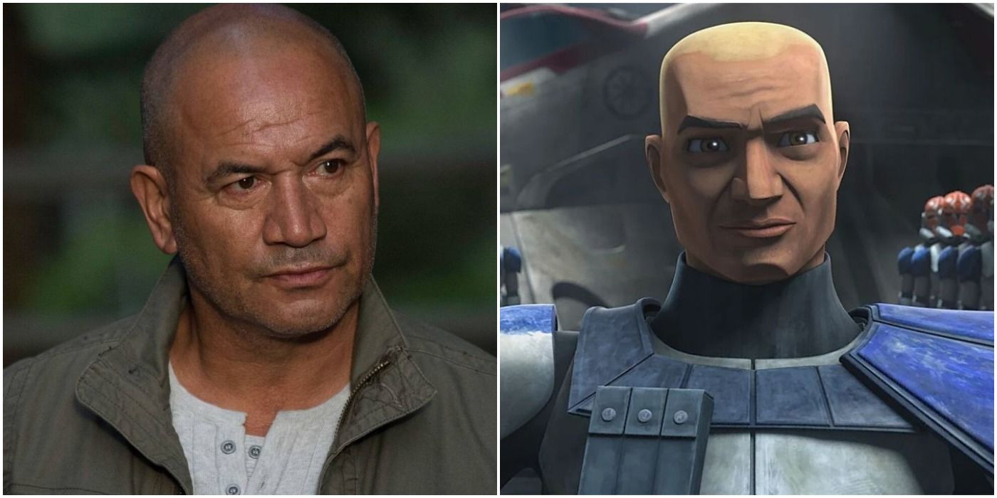 Temuera Morrison and Rex in Star Wars: The Clone Wars