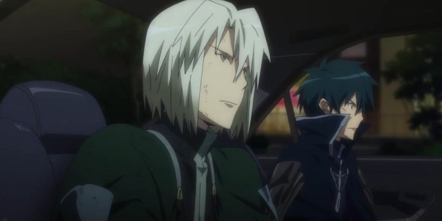 The Devil Is a Part-Timer Satan and Alciel sitting in a police car