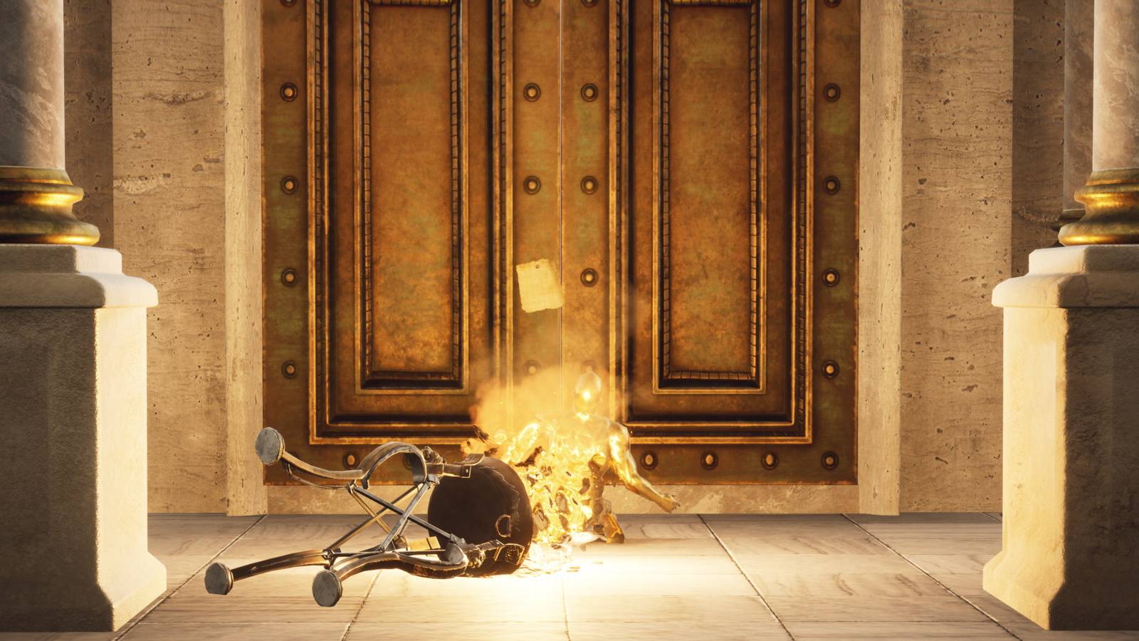 The Forgotten City golden statue outside on Palace