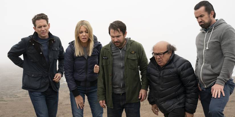 The Gang standing on a mountain in It's Always Sunny