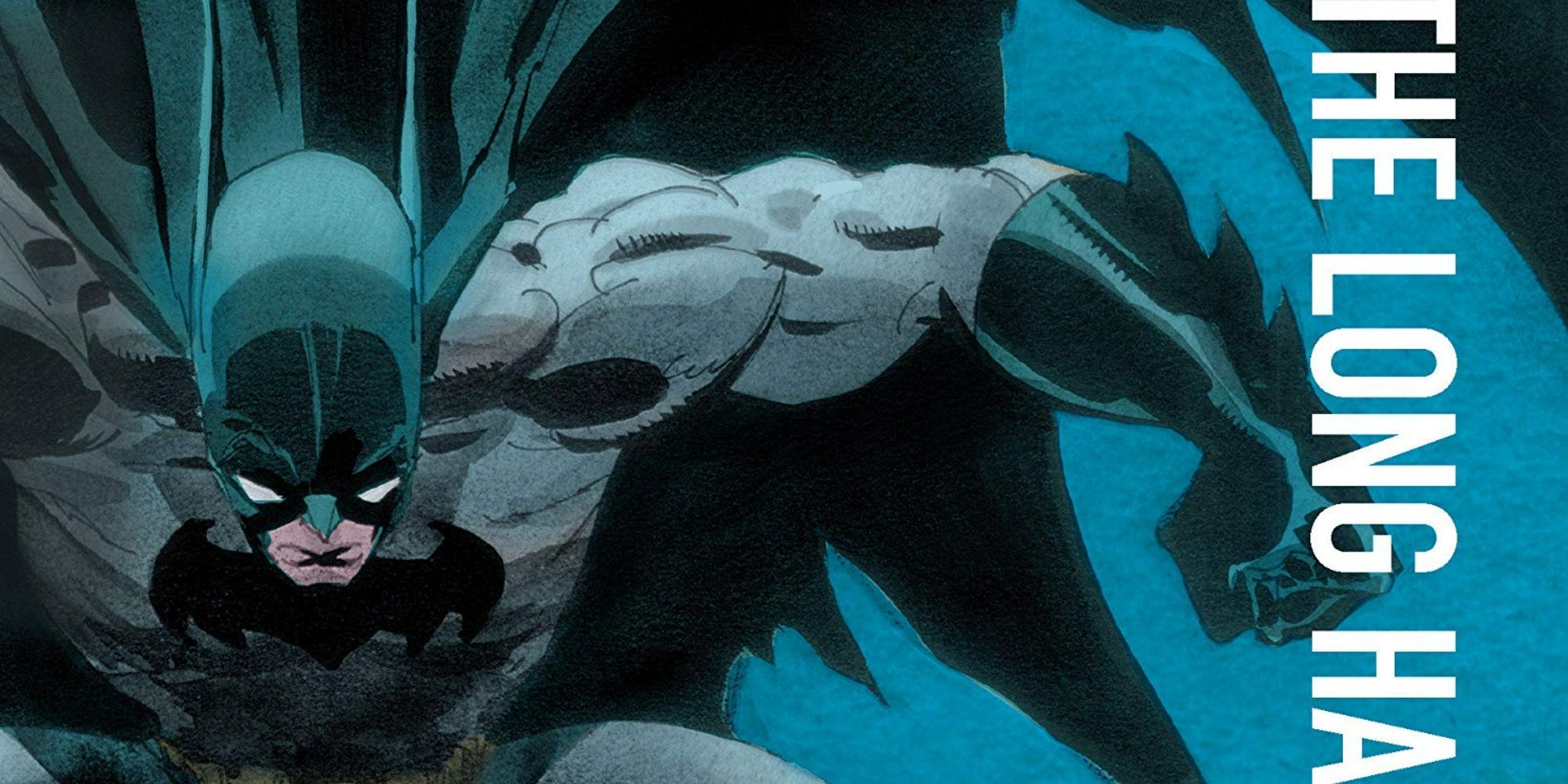 Closeup of Batman on the cover of The Long Halloween