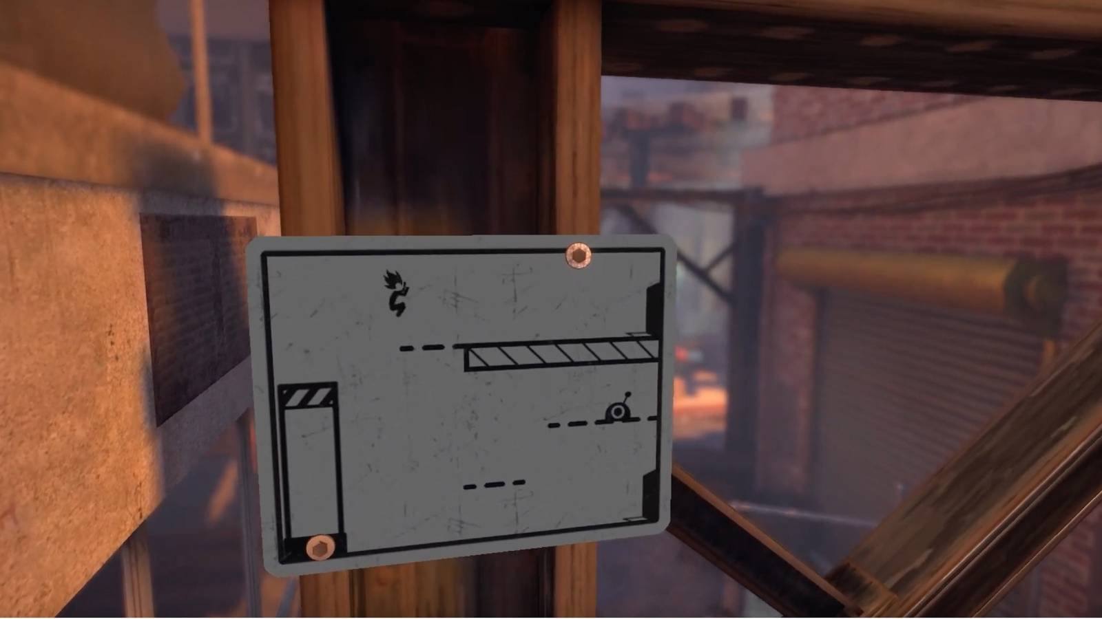 The Pedestrian Player jumps to reach a door