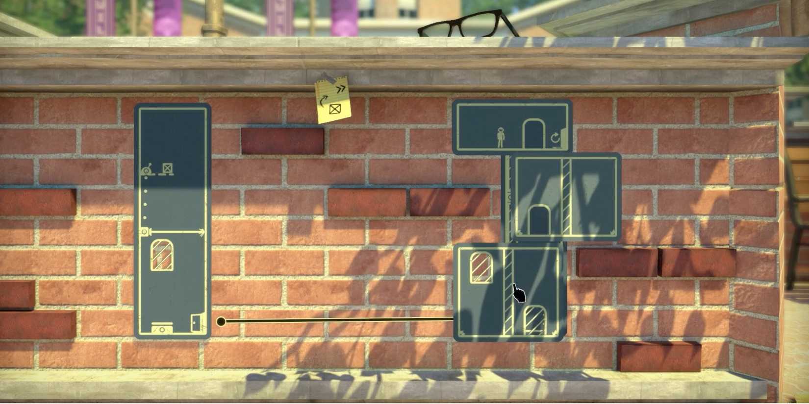 The Pedestrian - Place Tunnels on Top of Each Other - Player stacks boards with tunnels in a column