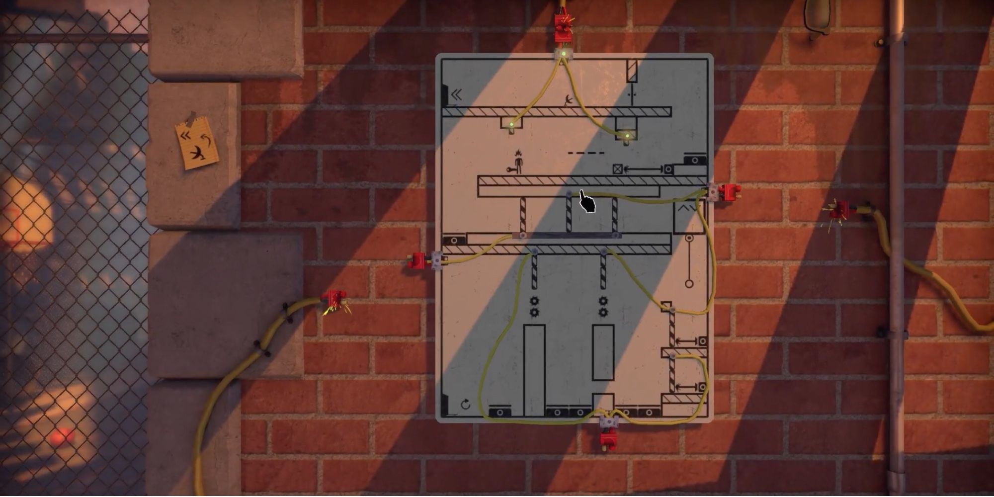 The Pedestrian - Sockets can Unlock Paths - Player moves the board to activate sockets