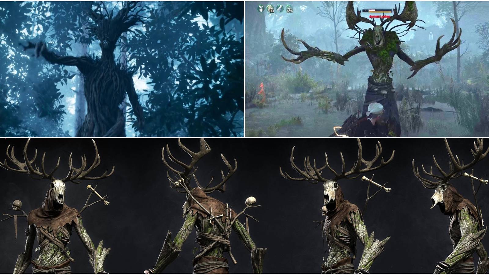 The Witcher: Collage Of The Leshen And Leshy In The Game And In The Netflix Adaptation