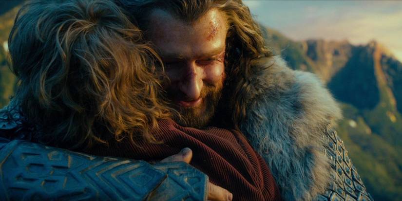 Thorin hugging Bilbo