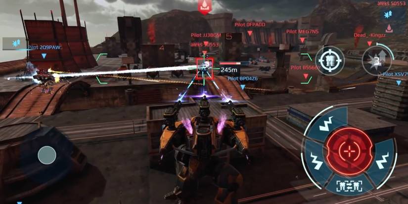 Titan Weapons in War Robots - Basilisk - Player shoots long-range weapon at opponents