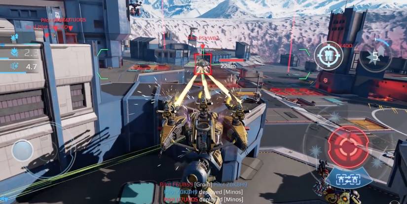 Titan Weapons in War Robots - Striker - Player attacks opponent at mid-range