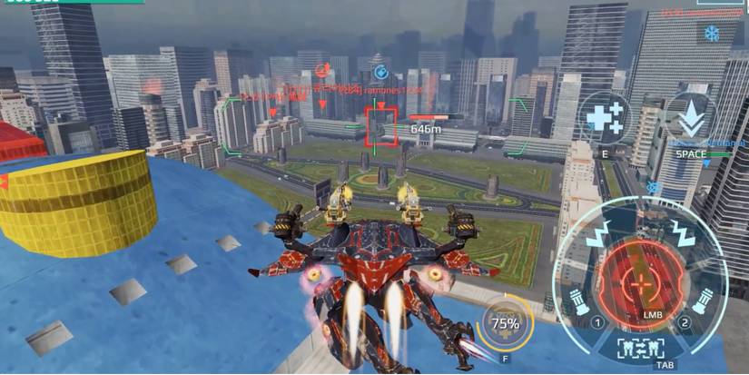 Titans in War Robots - Ao Ming - Player hunts for enemies in mid-air