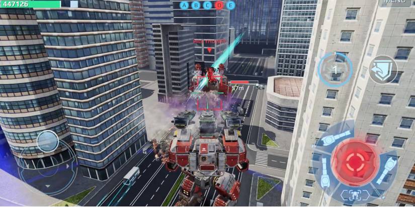 Titans in War Robots - Arthur - Player shoots 3 titan weapons at enemy