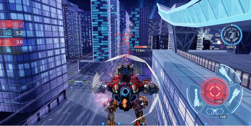 Titans in War Robots - Minos - Player fights robots in mid-air