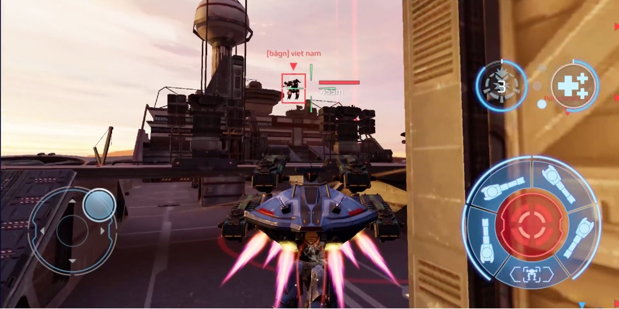 Titans in War Robots - Nodens - Player shoots enemy at long-range