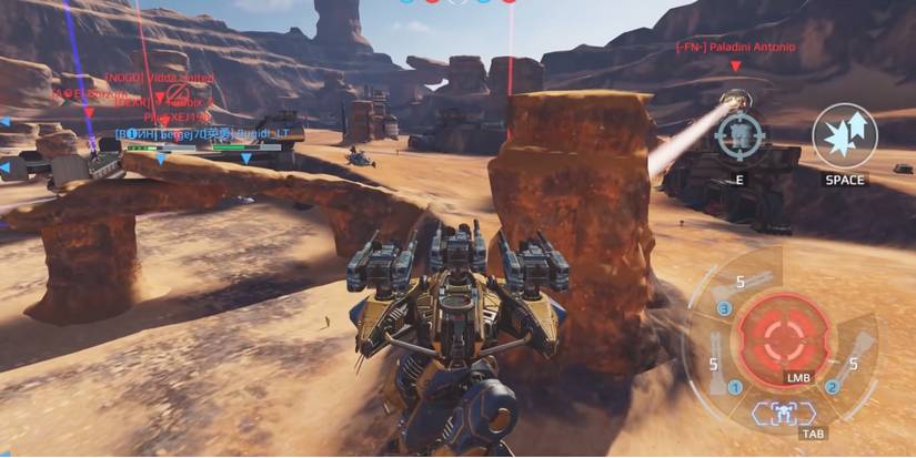 Titans in War Robots - Sharanga - Player takes cover in the middle of fight