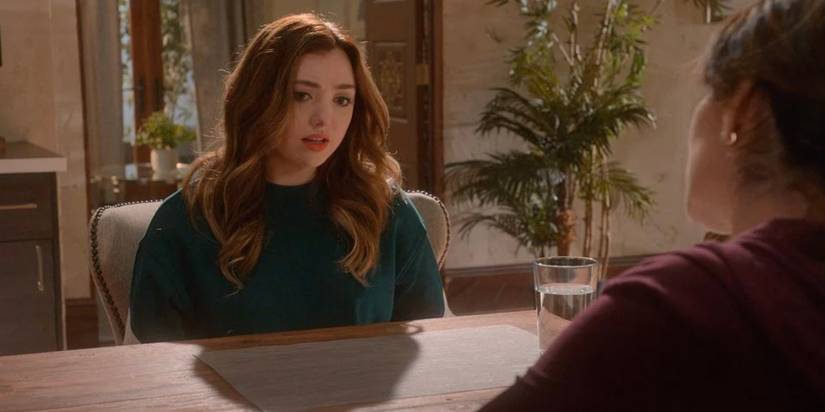 Tory sits across from Amanda at the LaRusso home in Cobra Kai