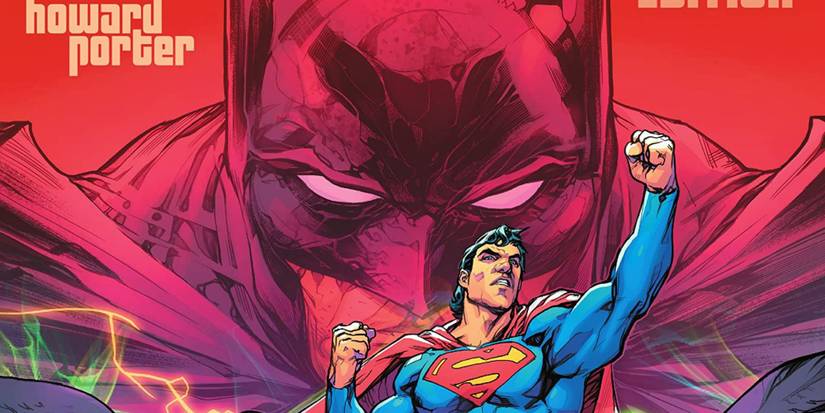 Batman looming over Superman in Justice League of America: Tower of Babel