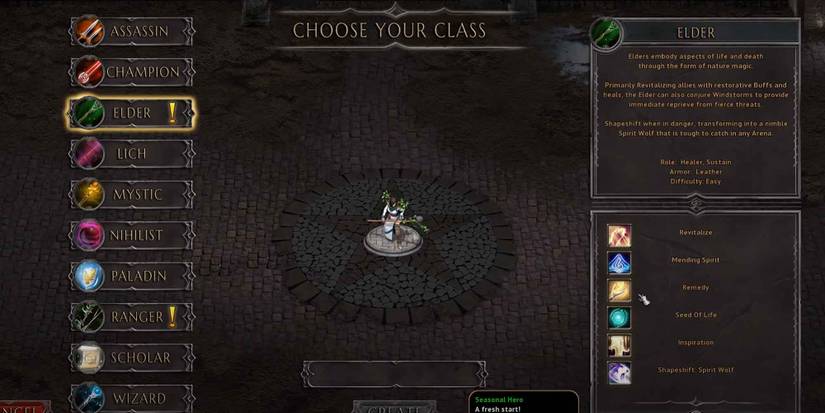 Creating an Elder class character in Arena of Kings