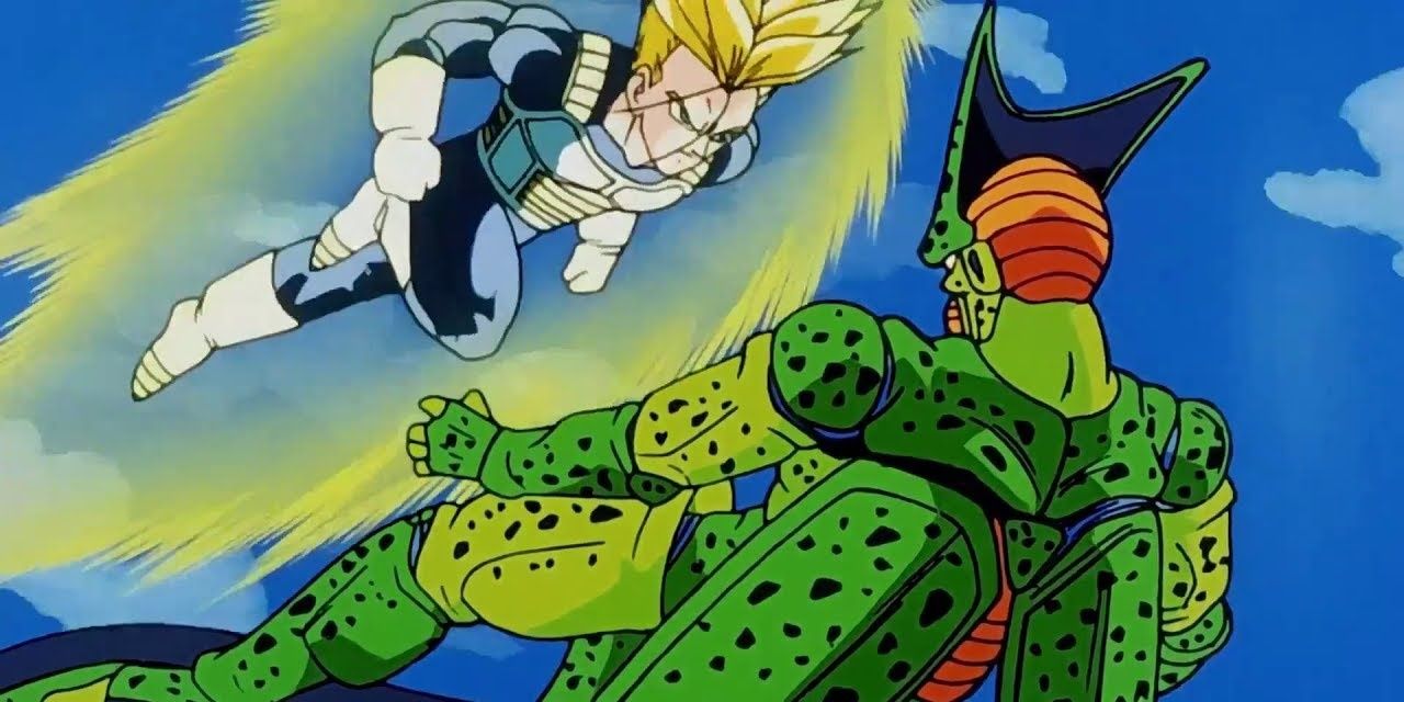 Trunks and Cell in Dragon Ball Z